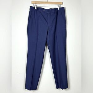 Ted Baker Jefferson Dress Suit Pants Mens 34 x 30 Navy Blue Wool Pleated